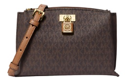 Michael Kors Сумка-мессенджер из холщовой ткани с принтом MK Ruby, сумка через плечо, женская, среднего размера, коричневого цвета 30s3gr0m2b-brnacorn