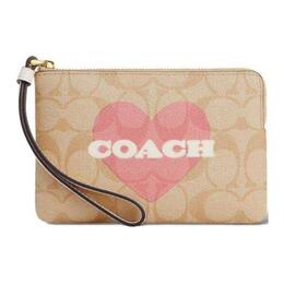 Coach Сумка-клатч из искусственной кожи с угловой молнией, небольшого размера, женская, светло-хаки и мелово-белого цвета cp436-imotv