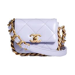 Chanel Сумка для фотоаппарата из зимней коровьей кожи 21 карат, сумка через плечо, мини-сумка для женщин Taro, цвет фиолетовый, лавандовый as2833-b06783-nf289