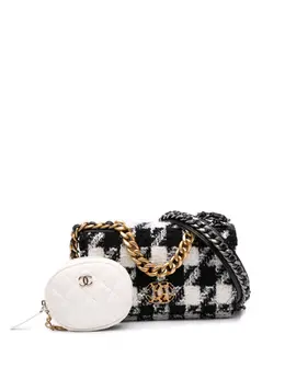 Chanel 2019 Houndstooth Tweed 19 Wallet On Chain satchel 31941945
