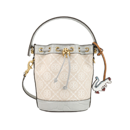 Tory Burch Сумка-ведро из жаккарда с кожей, сумка через плечо, женская, мини, цвет «дымчатый серый» 156930-020