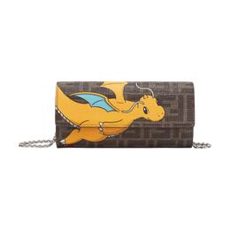 Fendi Pokémon X FRGMT Nigo, сумка-кроссбоди из полиэстера, сумка-кошелек, женская, коричневая 8m0365-ar21-f1npj