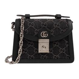 Gucci Сумка Ophidia Denim через плечо, мини-сумка женская, черно-серая 696180-fac2f-8450