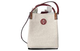 Tory Burch Сумка-ведро Blake Canvas с кожей, сумка через плечо, сумка на плечо, обычная женская сумка, красно-белая 86843-258