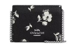 Coach Сумка-кошелек из холста с кожаной цепочкой, сумка на плечо, сумка через плечо, мини-кошелек, черная cp344-sva47