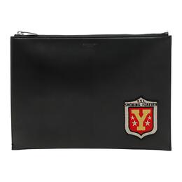 Saint Laurent Кожаный клатч-планшет, обычный, мужской, черный 397295-bxra6-1083