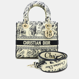Christian Dior Lady D-Lite Medium White Canvas Tote Bag 1207411