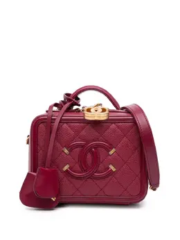 Chanel 2018-2019 Small Caviar Filigree Vanity Case satchel 31942823