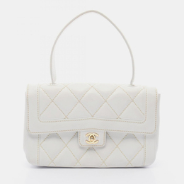 Chanel Wild Stitch White Leather Top Handle Bag 1207408