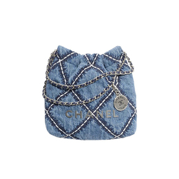 Chanel Сумка-ведро из денима и металла, сумка на плечо, мини-сумка через плечо, женская, синяя as3980-b15833-nw287