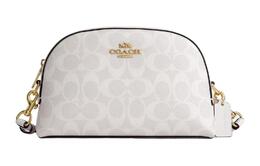Coach Сумка через плечо из холста с кожей, среднего размера, женская, золотисто-мелово-белая cr354-imrff
