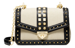 Michael Kors Сумка Soho Canvas с кожаным кроссбоди, женская сумка через плечо, черно-белая 30t1g1sl5c-nat-blk