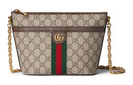 Gucci Сумка Ophidia Canvas с кожаной холщовой тканью, сумка через плечо, мини-сумка через плечо для женщин, бежево-черного цвета 781397-96iwg-8745