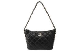 Chanel Сумка-хобо из зернистой яркой телячьей кожи в стиле пэчворк, через плечо, женская, среднего размера, черного цвета as4293-b15551-94305