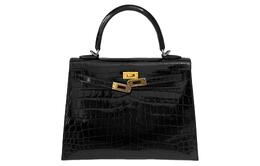 Hermes Женская сумка Kelly Bag из полированной крокодиловой кожи, размер 78, синий, темно-синий h035942cc78