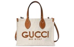 Gucci Сумка-шоппер из смеси хлопка и льна, женская, бежевая, мини-сумка из холщовой ткани 772144-facul-8451