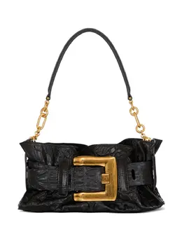 Balmain mini Anthem embossed-crocodile buckle clutch bag 31364458