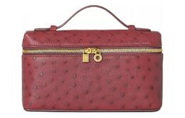 Loro Piana Портативный клатч ExtraPocket из кожи страуса на одно плечо, стандартный, женский, бордово-красный fan4199-q354