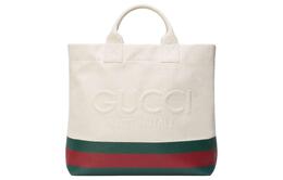 Gucci Сумка-шоппер из натурального холста, сумка-шоппер, сумка через плечо, холщовая сумка среднего размера, мужская, белого и зеленого цвета 782741-fac4w-8477