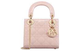 Сумка Lady Christian Dior из лакированной кожи, коровьей кожи, сумка на плечо, сумка через плечо, женская мини-сумка цвета румяно-розового цвета m0505owcb-m413