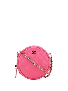 Chanel 2018-2019 CC Quilted Caviar Round Clutch With Chain crossbody bag 31942653