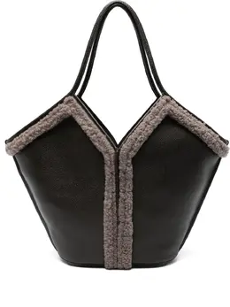 Hereu Calella Curly leather shearling-trimmed tote bag 31867150