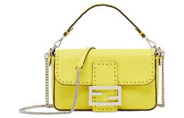Fendi Сумка-багет из коровьей кожи, портативная, через плечо, мини, женская, желтого цвета 8bs017-arbb-f1npf
