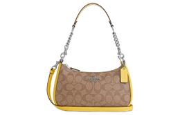 Coach Сумка Teri Canvas с кожей, сумка-седло, сумка через плечо, женская, среднего размера, серебристая, хаки и винтажно-желтая ca548-svwgw