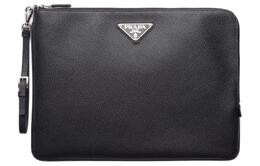 Prada Кожаный клатч большого размера, мужской, черный 2nh023_2fad_f0002
