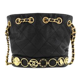 Chanel Сумка-ведро из телячьей кожи, сумка через плечо, сумка Trumpets, женская, черная as4246-b13658-94305