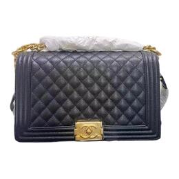 Chanel Сумка-туба LEBOY из зернистой коровьей кожи, женская, черная a92193-y83339-94305
