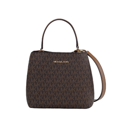 Michael Kors Сумка-ведро из холщовой ткани с покрытием, сумка через плечо, сумка через плечо, маленькая женская сумка темно-коричневого цвета 35s4g3fm5b-brown