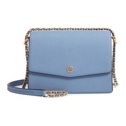 Tory Burch Сумка Robinson Leather Crossbody, сумка через плечо, обычная женская, цвет "дерево" синий 75049-457