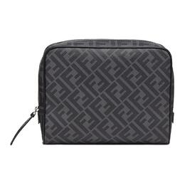 Fendi Сумка для хранения туалетных принадлежностей из телячьей кожи, косметичка унисекс, черно-серого цвета 7n0116-aglr-f0gxn
