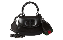 Gucci Бамбук 1947 Кожаная бамбуковая сумка Сумки через плечо Мини женские черные 686864-10odp-1060