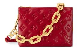 Louis Vuitton Сумка-подушка из овчины и кожи, сумка-цепочка, сумка через плечо, маленькая, женская, морской красный цвет m25218