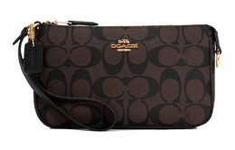 Coach Сумка для маджонга Nolita из плотного холста с гладкой кожей, сумка на плечо, клатч, маленький размер, женская, коричневого и черного цветов c3308-imaa8