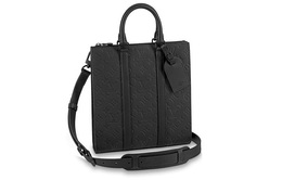 Louis Vuitton Сумка-портфель из кожи Sac Plat Taurillon, через плечо, обычная мужская, черная m59960