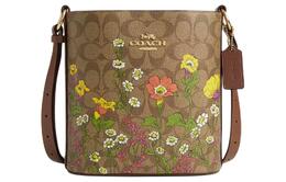 Coach Сумки-ведра из фирменного холста, сумка через плечо, женская сумка через плечо, золото и хаки, разноцветная cr155-ime7v