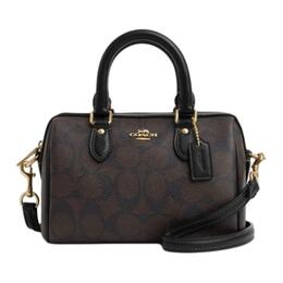 Coach Сумка Rowan PVC Handbag Bag Crossbody Mini женская коричневая с монограммой и черным cs183-imaa8