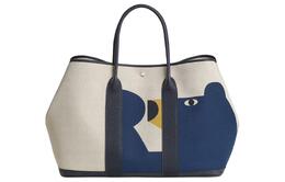 Hermes Женская садовая сумка Garden Party H Plume Canvas с телячьей кожей Negonda, бежевая, разноцветная и синяя h085078ckaa
