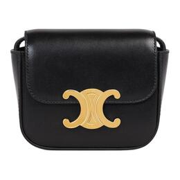 Celine Сумка Triomphe Arc De Triomphe из блестящей коровьей кожи, мини-сумка через плечо, женская, черно-золотая 10i513dpv-38no