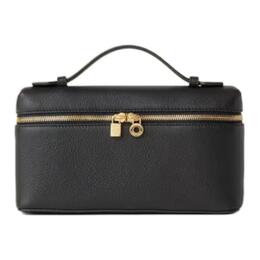 Loro Piana Женская кожаная косметичка ExtraPocket, маленькая квадратная сумка на одно плечо, черная fan4045-8000