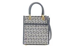 Fendi Сумка через плечо из кожи с холстом и телячьей кожей, женская, синяя 8bs092-arbn-f1nph