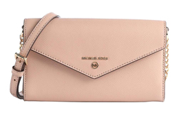 Michael Kors Jet Set CharmJet Set Маленькая квадратная сумка из коровьей кожи, через плечо, женская, кремово-розовая 32s0gt9c7l-fawn
