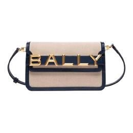 Bally Сумка через плечо из тисненой коровьей кожи, женская, бежево-синего цвета 6307159米色拼海军蓝
