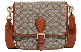 Coach Сумка Frankie Glove из дубленой кожи с тканевой подкладкой, через плечо, небольшого размера, женская, с монограммой, коричневого цвета cc098-coc