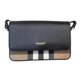 Burberry Сумка через плечо из холста с кожаными панелями, женская, черная 80840281