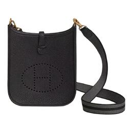 Hermes Сумка через плечо Evelyne Clemence Bullock из кожи, черная, унисекс h085944ccaa