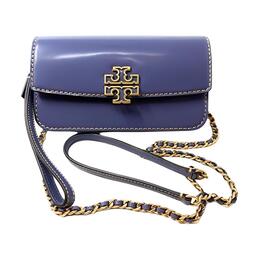 Tory Burch Сумка Britten из лакированной кожи и золотистого металла, через плечо, с кошельком, темно-синяя, женская 141071-506